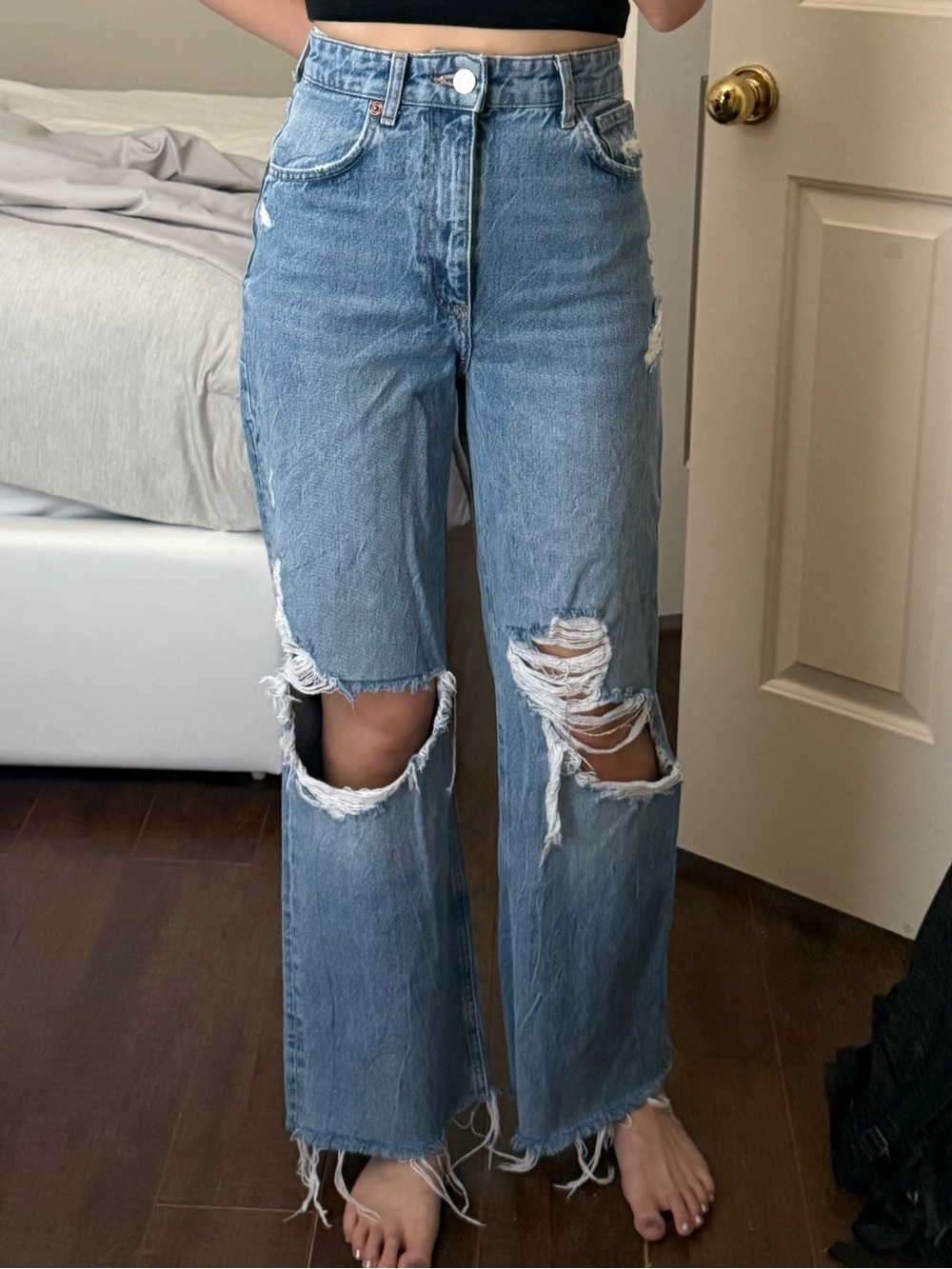 Zara Straight Leg High Rise Blue Women's Jeans